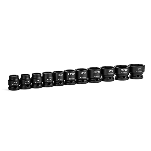 Capri Tools 1/2 in. Drive Stubby Impact Socket Set, SAE, 3/8 to 1 in, 11-Piece