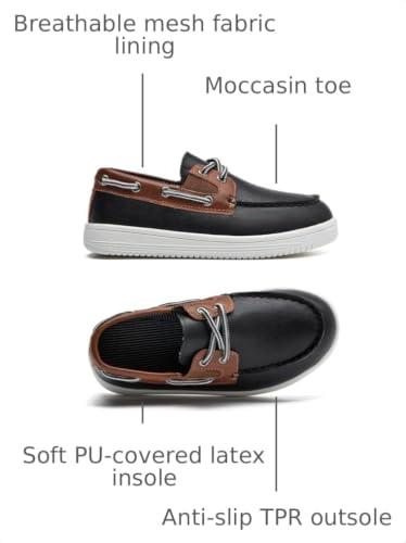 Image of DADAWEN Boys Girls Dress Shoes Boat Shoe Slip on Loafers Casual School Shoes (Toddler /Little Kid /Big Kid)