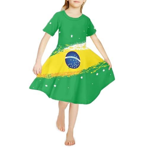 Girl's Short Sleeve Fashion Print A-Line Casual Dress for School Party Holiday 4-14 Years4