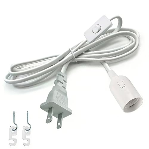Zarnicy Hanging Pendant Light Cord 8.2Ft E26 E27 Bulb Socket White 1 Pack