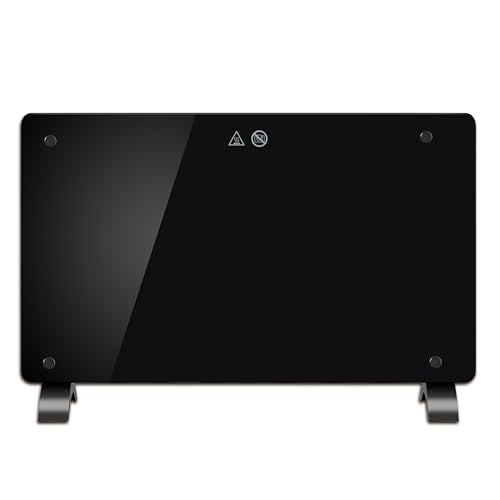 DONYER POWER 1500W Convector Heater, Ultra-thin Wall-mounted or Freestanding, Black Glass Panel