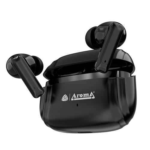 Image of AROMA TWS19 Power V5.4 True Wireless Earbuds - Dazzling Black | up to 60H Playtime, ENC, Fast Charging, Bluetooth