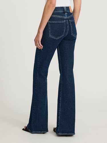 EXPRESS Women’s Hyper Sculpt ’70s Flare Jeans – Mid Rise Stretch Denim, Body-Contouring – Dark Wash3