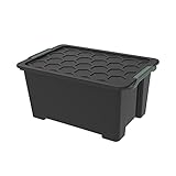 Rotho Evo Safe Keeping Aufbewahrungsbox Deckel, Kunststoff (PP recycelt), schwarz, 44l, (59 x 39,5 x 28 cm)