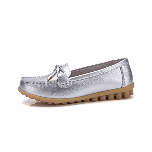 Image of Momuk Women's Penny Loafers Leather Driving Moccasins Slip On Boat Shoes Fashion Comfort Flats