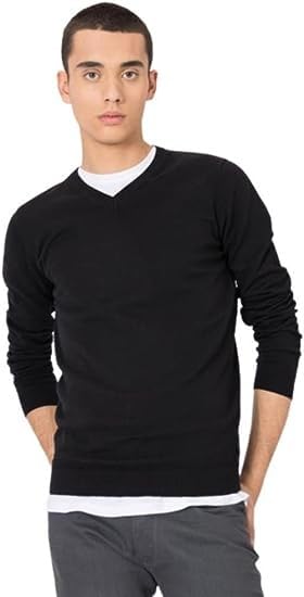 Tiffosi Jersey de cuello Pico para hombre en color negro/moda básica indispensable - NEGRO, XXL