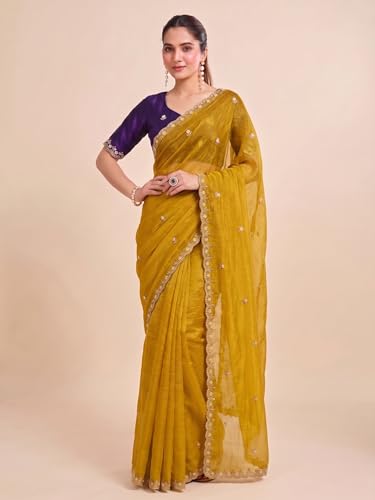 Image of Women's Chiffon Saree with Unstitched Blouse Piece