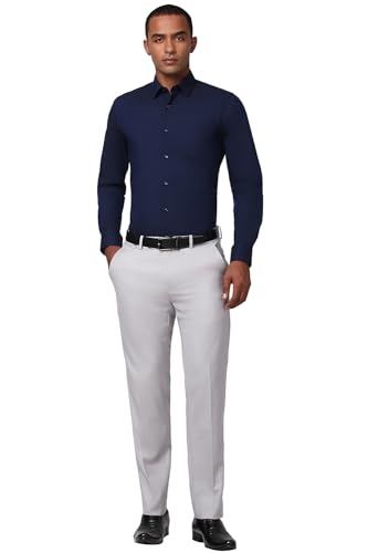 Image of Peter England Men's Classic Solid Full Sleeve Slim Fit Shirt | Wonder Fabric | Cotton Rich | Pin Point Oxford