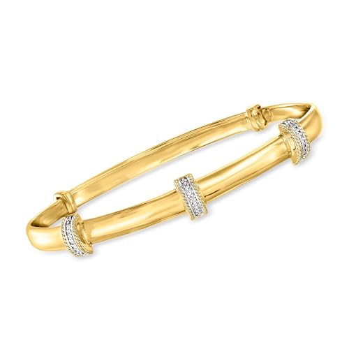 Ross-Simons Diamond Station Bangle Bracelet in 14kt Gold Over Sterling
