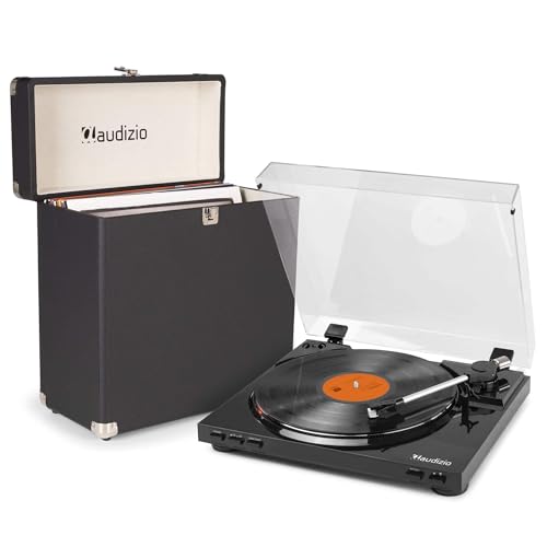 Audizio RP310 Plattenspieler Set mit Plattenkoffer – Vollautomatischer Schallplattenspieler Schwarz – Vinyl Record Player mit Vorverstärker & USB Digitalisierung – Turntable mit Auto-Return