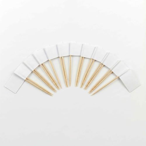 120 Pcs White Flag Cocktail Picks - 6.5Cm (2.5In) Bamboo Toothpicks With Mini Flags - Sturdy Food &Amp; Drink Garnish Picks For Parties, Bars, Catering &Amp; Events - By Mobi Lock
