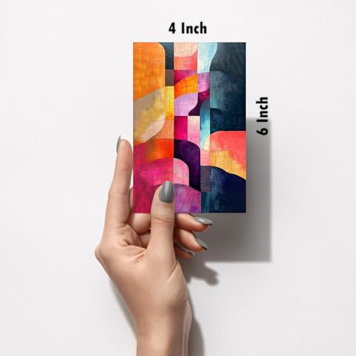Image of SiddArtify Abstract Geometric Wall Art Prints Set - Modern Colorful Poster Decor for Living Room Bedroom Office - Set of 2-4x6 Inch - Board (Pack of 6) - Sticker (Pack of 6)