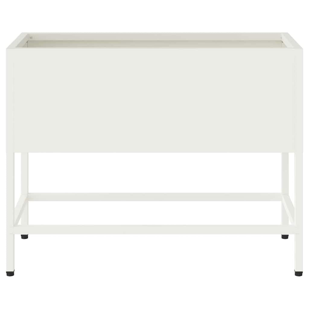 Bac de Jardin surélevé Blanc en Acier 60 x 26 x 48 cm, jardinière rectangulaire résistante UV pour Balcon terrasse Jardin, Pot Plante décoration extérieure Durable