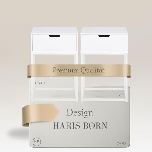 Haris Børn® Nachttisch 2er Set Weiß – Nachtschrank in Premium Qualität und zeitlosem skandinavischem Design – Nachttische für EIN...