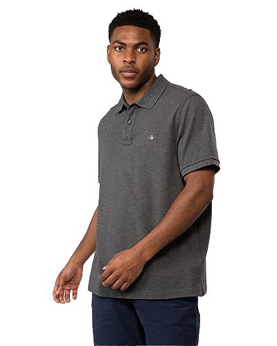 GANT Polo Reg Shield SS Pique pour Homme, Mélange Anthracite., S
