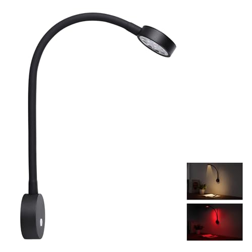 Obeaming Lampe de Lecture 12V Camping-Car LED Flexible Col de Cygne DC 12V-24V 254lm Tout en métal pour Bateau Caravane Camion, avec USB & Veilleuse Rouge...
