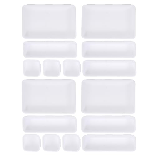 DECHOUS Organizador de Cajones Ajustable de Material Plástico en Color Claro 16 Piezas (24x16x9 Cm) para Maquillaje y Artículos de Tocador, Caja de Almacenamiento Pequeña y Apilable