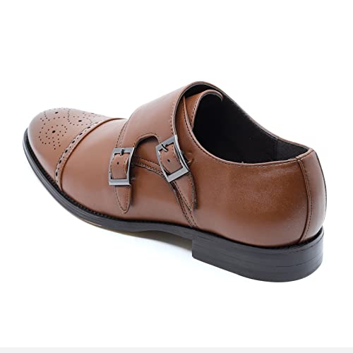 Metrocharm MC300 Men's Double Monk Strap Cap Toe Slip On Loafers Dress Shoes3