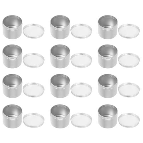 GANAZONO Tarros de Aluminio Pequeños 12 Piezas Tapa Transparente a Prueba de Fugas para Cremas Cosméticas y Cuidado Personal en Estuche Metálico