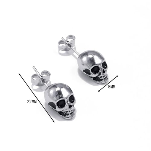 Punk Skull Stud Earrings for Women Men Hypoallergenic Stainless Steel Stud Earrings Gothic Skull Earrings Personalized Hip Hop Rock Biker Earrings Christmas Halloween Birthday Party Jewelry4