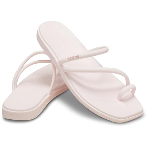 Image of Crocs Women's Miami Toe Loop Sandals | Square Toe Flat | Flexible Straps | Croslite Foam Footbed