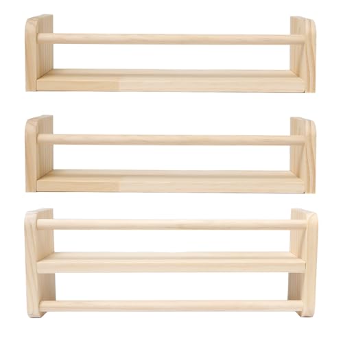 Pilikoll 3 Pièces 40cm Flottante Bibliothèque Bois pour Chambre d'enfant Étagère Murale pour Enfant Étagères à Livres Flottantes en Bois pour Enfants...