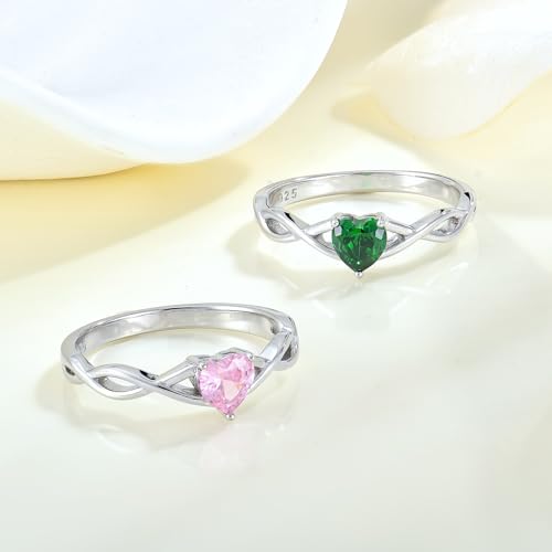 Twisted Rings 925 Sterling Silver Infinity Band Heart Birthtone Promise Rings for Women3