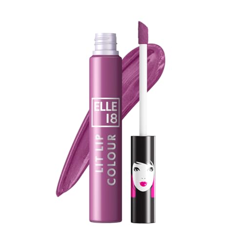 Elle 18 Lit Lip, Matte Finish, Purple Berry, 16 hrs Long Lasting Liquid Lipstick, Smudge and Transfer Proof Lipstick, One-stroke application, Quick Drying | 5.6 ml