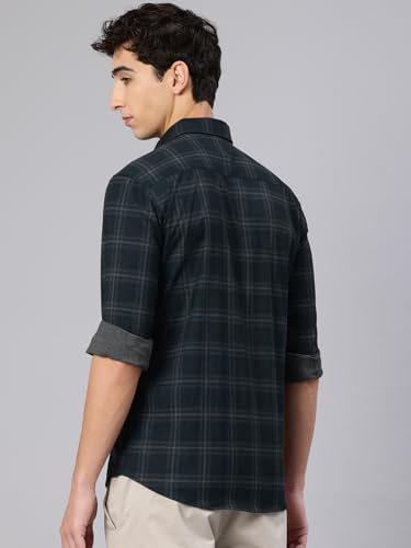 Image of Majestic Man Comfort Slim Fit Cotton Blend Checked Casual Shirt