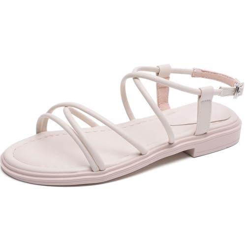 Strappy Flat Sandals For Women Cross Straps Open Toe Slingback Ankle Strap Sandals For Summer Beach Holiday Outdoor