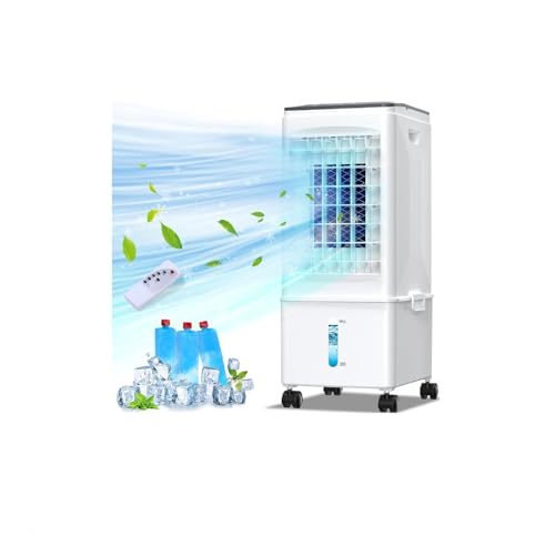 Reviews de Minisplit Portatil más recomendados. 44 Aire Acondicionado Portatil, 4 en 1 Enfriador de Aire, 9.5L Ventilador Evaporativo, 4 Modos y 3 Velocidades, con 3 Cajas de Hielo, Control Remoto, 7H Temporizador, para Hogar y...