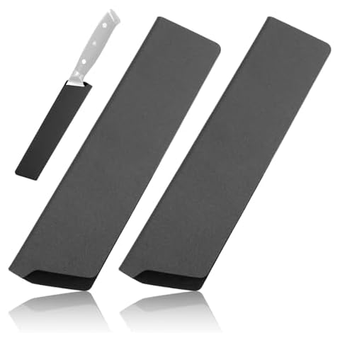2Pcs Knife Edge Guards, 6-8 inch Chef's Knife Sheath, ABS Universal Knife Cover Knife Blade Protectors, Gentle Non-Scratch Felt Lining Kitchen Knives Sheath, Black Cover