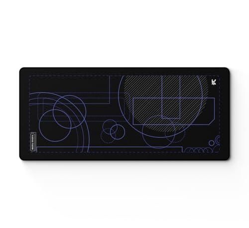 Image of Kreo Terra XXL Deskmat Premium Glass - Smooth Surface, 4mm Cushioned Base, Anti-Fray Stitched Edges - 900x400mm Large Desk Pad for Gaming & Work (Geometric)