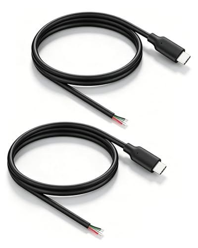 YANBORONSN Krótki kabel zasilający USB C 4-pinowy z otwartymi końcami, wtyczka 5 A USB C na 4-żyłowe nieizolowane końcówki kabli, kabel zasilający i kabel do transmisji danych z obsługą OTG do wymiany