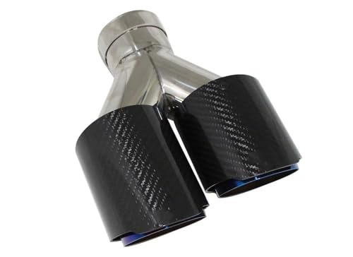Tuyau d'échappement double sortie Y 60-101mm avec buse de décoration en fibre de carbone