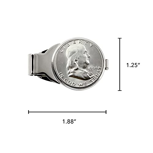 Coin Money Clip - Silver Franklin Half Dollar | Brass Moneyclip Layered in Silver-Tone Rhodium | Holds Currency, Credit Cards, Cash | Genuine U.S. Coin | Includes a Certificate of Authenticity3