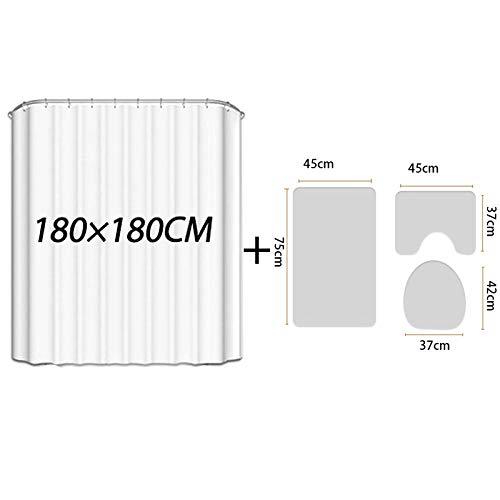 Claean-Acces-Home Toilettenteppich Vorleger Bedruckte Blätter Badematte Und Duschvorhang Set Mikrofaser Toilettenboden… – Bild 6