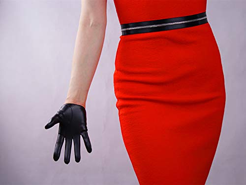 DooWay Fashion Short Leather Gloves for Women Costume Wet Look Faux Patent PU Driving Dress Gloves
