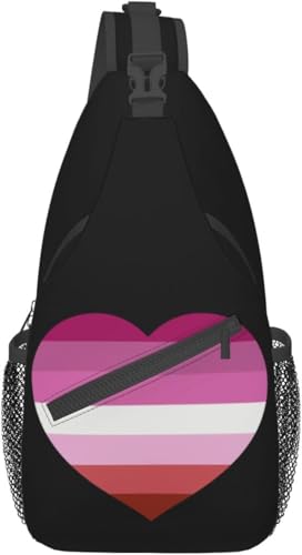 Mochila cruzada unisex con diseño Lesbian Pride Heart