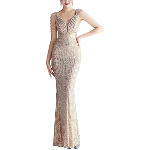 Mordarli Women's Shiny Sequin Evening Dresses Formal Gowns Long Mermaid Prom Party Dresses Cover