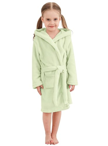 Image of Umeyda Girls Fleece Hooded Robes, Warm Printed Bath Robe for Kids Soft Fuzzy Bathrobe for Gifts