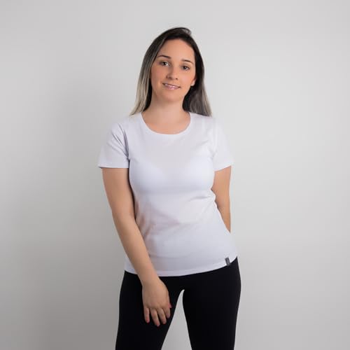 kit 5 camisetas feminina tshirt básica algodão premium (G, Mix (uma de cada cor))