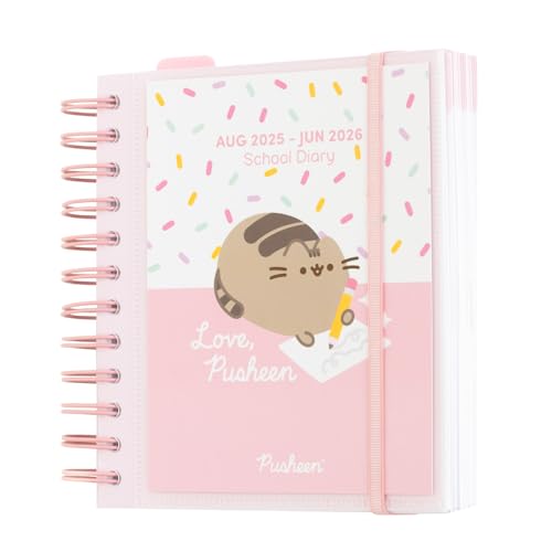Grupo Erik Agenda Escolar 2025-2026 Día por Página Pusheen - Agenda Colegio Niña para Primaria : Curso 2025 2026 | Con Ilustraciones, Pegatinas y Anillas