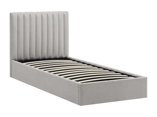 Vente unique   Cama con canapé abatible 1 Plaza Saraneli   poliéster   Gris Claro