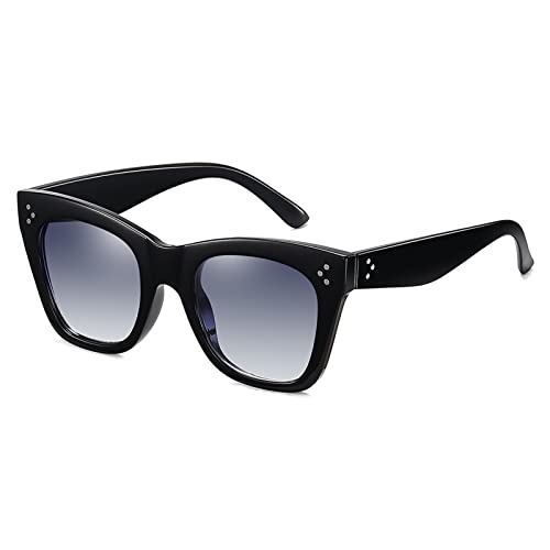 Lunettes de soleil pour femmes oeil de chat grand cadre dégradé bicolore tendance