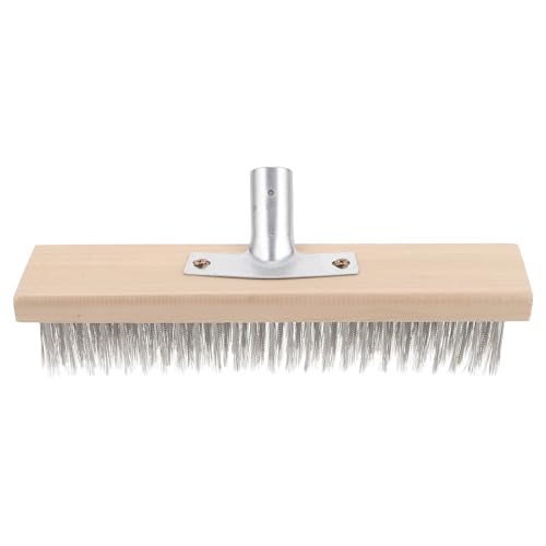 Healvian Stainless Steel Wire Floor Scrub Brush Head 30cm Wire Broom Replacement for Heavy Duty Kitchen and Bathroom Tile Grout Cleaning with Connector, Industrial Grade Scrubber Attachment