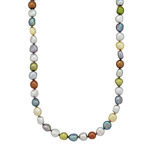 Honora 8-9 mm Dark Multicolor Baroque Freshwater Cultured Rice Pearl Strand Necklace, Sterling Silver 36"