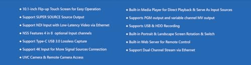 Image of SPROLINK NeoLIVE N5 Video Streaming Switcher, 10.1 inch Flip Screen, 4K Inputs, Super Source, NDI, RTMP, PTZ Joystick, Dual HDMI+SDI Output, USB-C UVC, Internal Recording