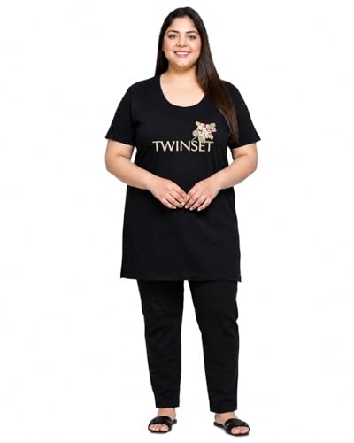 Image of In Love Women's Printed Cotton Plus Size Longline T-Shirt with Pockets | Cotton fabric - soft longline T-shirt with easy plus-size fit