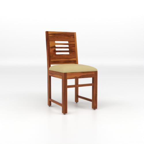 Image of Solid Sheesham Wood Dining Chair Set of 2 with Cushion | Wooden Dining Chairs for Living Room, Dining Room & Office | Comfortable Study Chair for Home & Office | Rosewood Finish